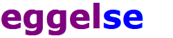 Bilden visar en tvåfärgad logga som består av ordet eggelse, med eggel i lila och se i blått. 